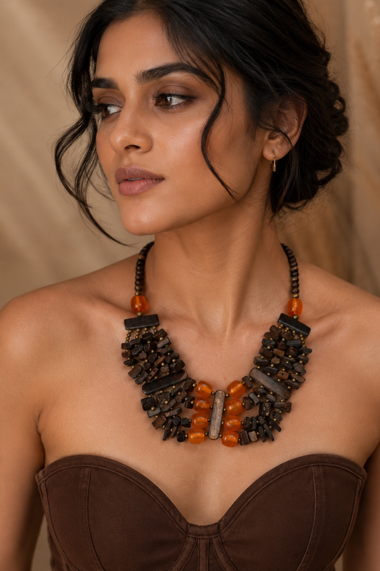 Amber Woodland Statement Necklace