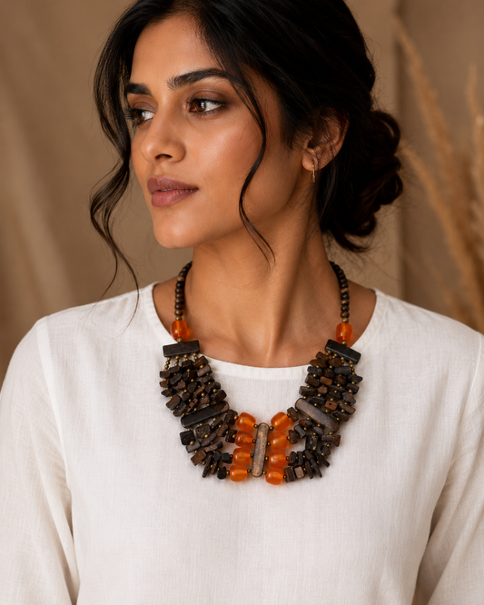 Amber Woodland Statement Necklace