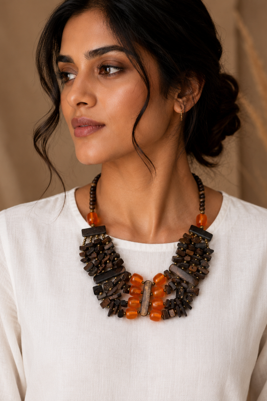 Amber Woodland Statement Necklace